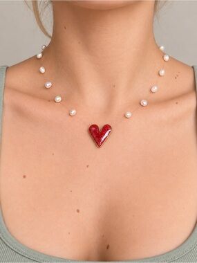 Freshwater Pearl Heart Necklace & Bracelet Set